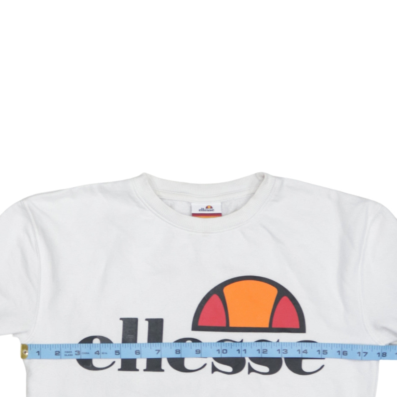 Ellesse Womens White Grey Logo Pullover Sweatshirt UK 4