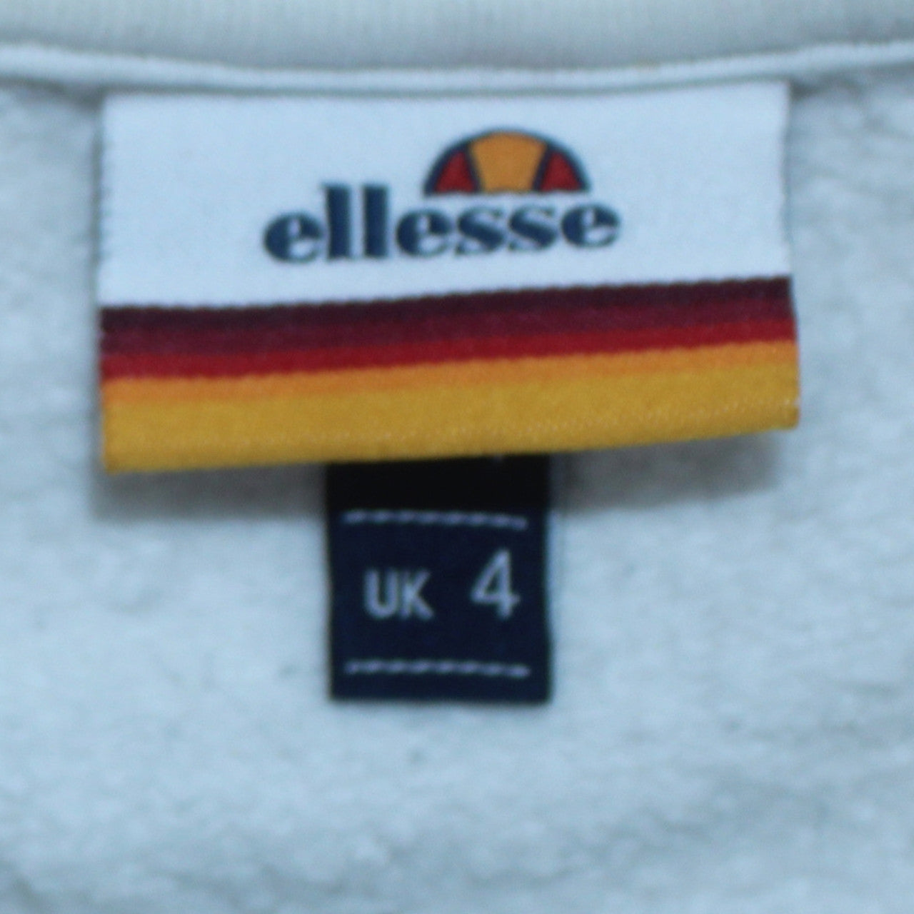 Ellesse Womens White Grey Logo Pullover Sweatshirt UK 4