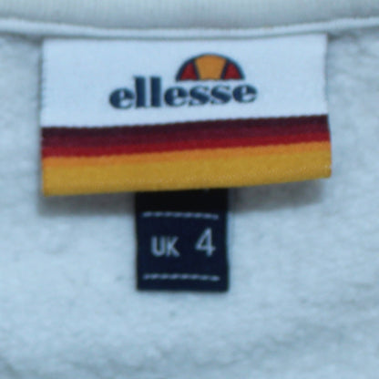 Ellesse Womens White Grey Logo Pullover Sweatshirt UK 4
