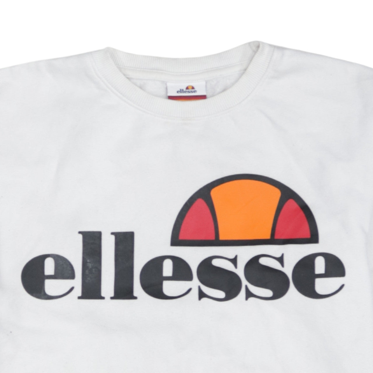 Ellesse Womens White Grey Logo Pullover Sweatshirt UK 4