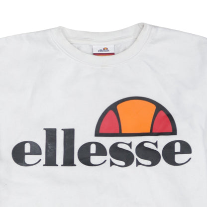 Ellesse Womens White Grey Logo Pullover Sweatshirt UK 4