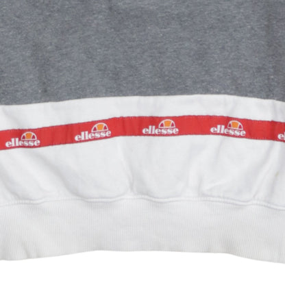 Ellesse Womens White Grey Logo Pullover Sweatshirt UK 4