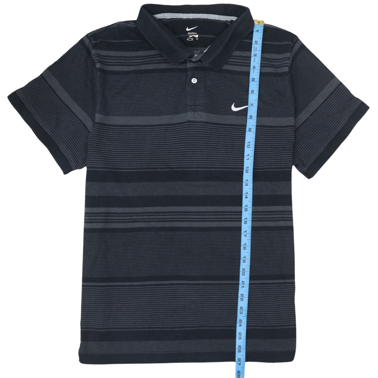 Nike Men's Black Striped Polo Shirt L Regular Fit