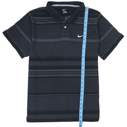 Nike Men's Black Striped Polo Shirt L Regular Fit