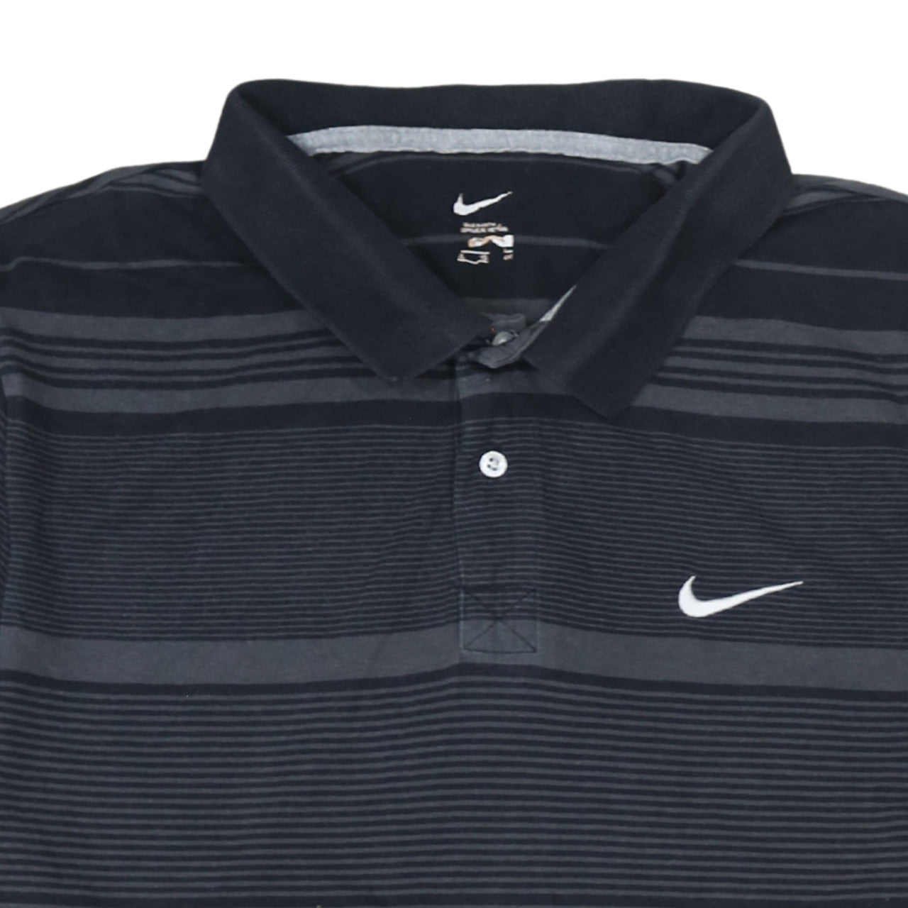 Nike Men's Black Striped Polo Shirt L Regular Fit