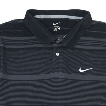 Nike Men's Black Striped Polo Shirt L Regular Fit