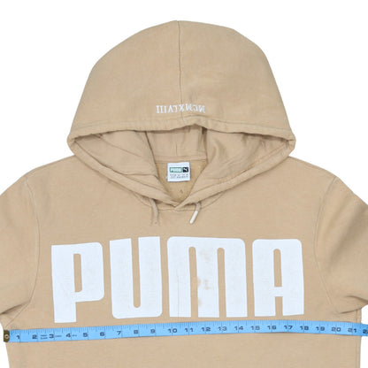 Puma Men Beige XS Pullover Hoodie Graphic Print Logo Cotton Blend