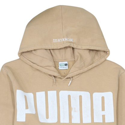 Puma Men Beige XS Pullover Hoodie Graphic Print Logo Cotton Blend
