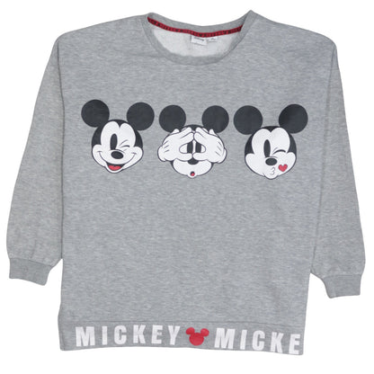 Disney Women's Grey Mickey Mouse Pullover Sweatshirt Size M