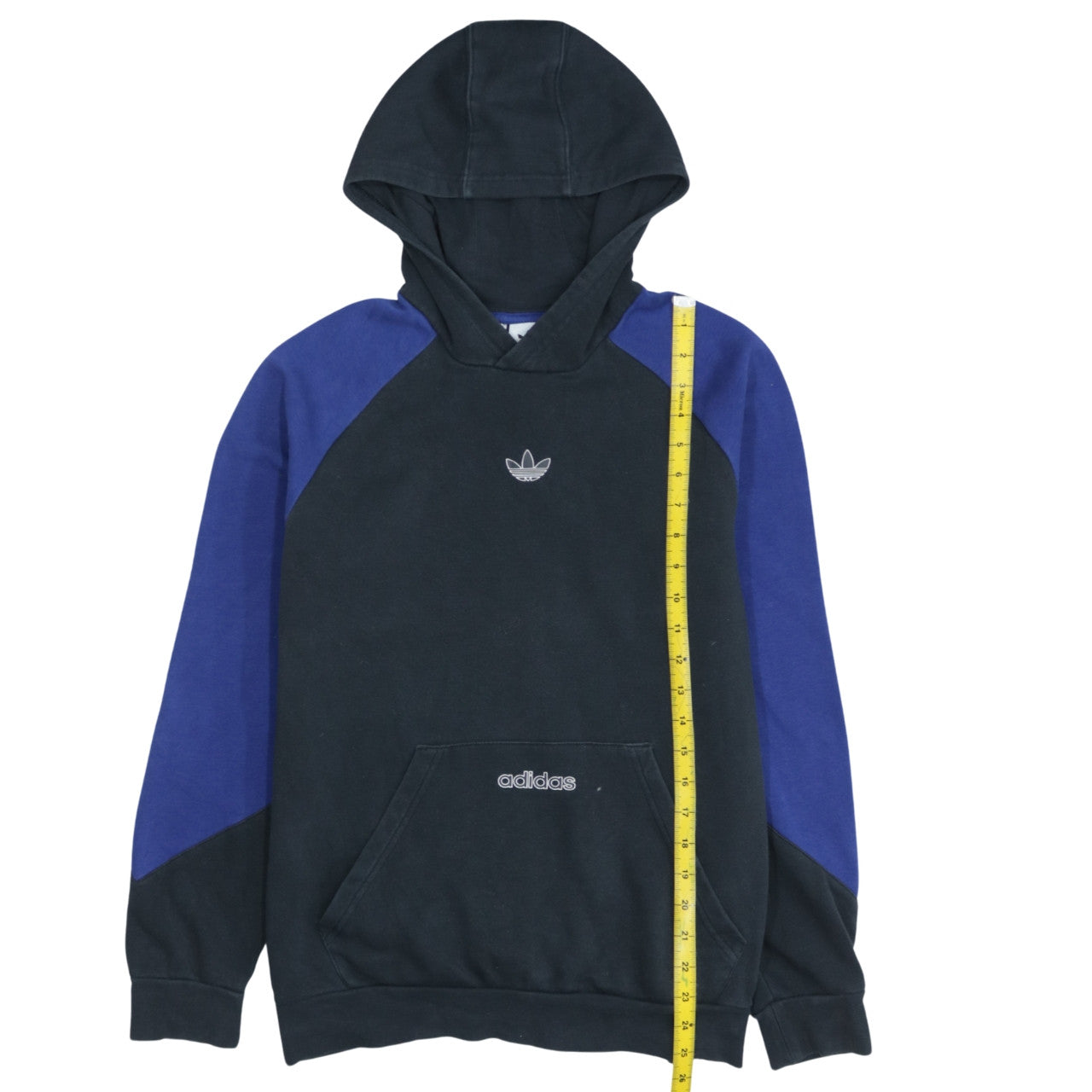 Adidas Boys Black & Blue Pullover Hoodie 14-15 Years Cotton Logo Sportswear