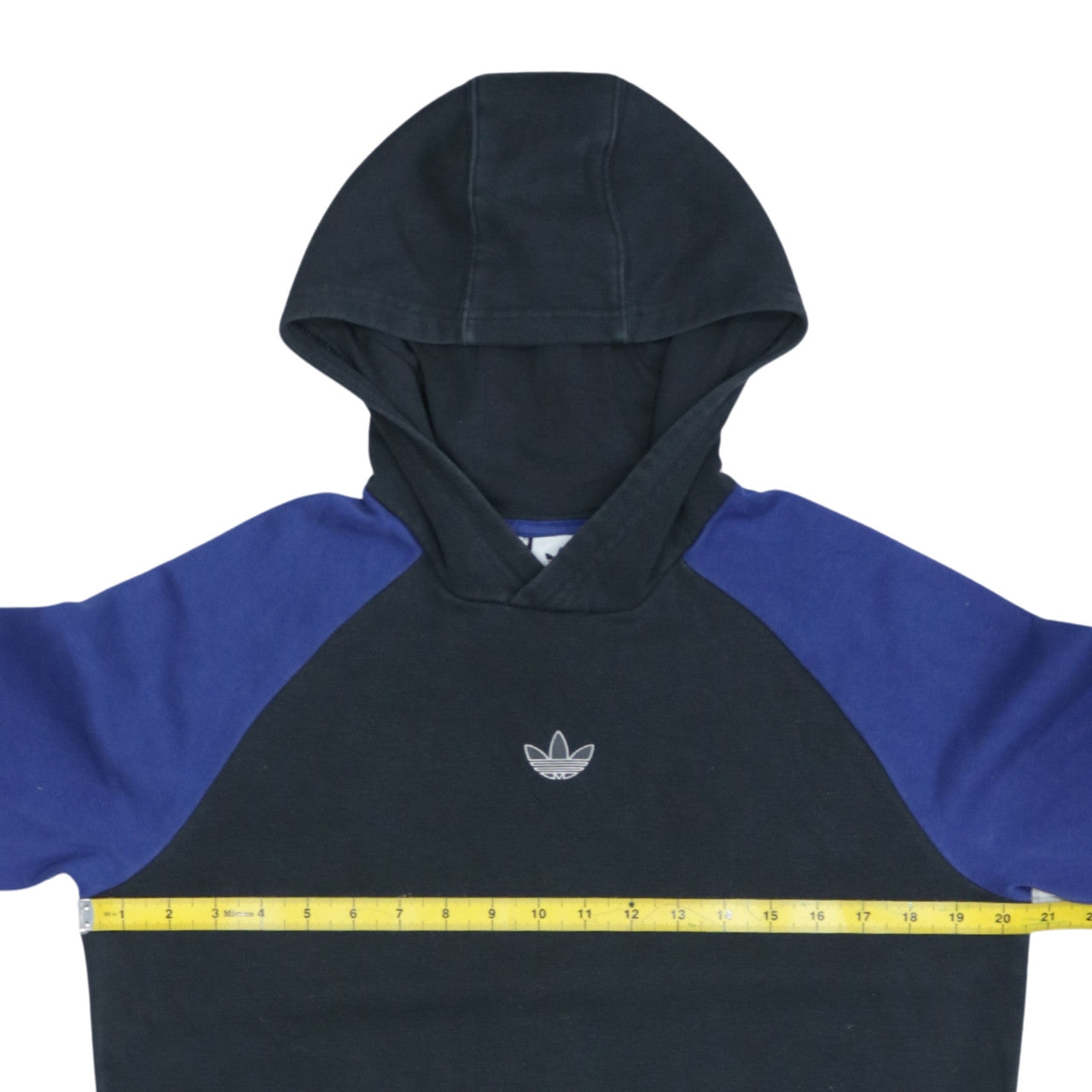 Adidas Boys Black & Blue Pullover Hoodie 14-15 Years Cotton Logo Sportswear