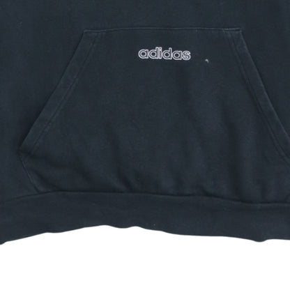 Adidas Boys Black & Blue Pullover Hoodie 14-15 Years Cotton Logo Sportswear