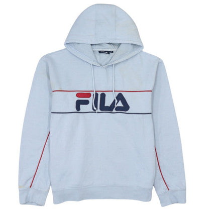 Fila Women Light Blue Pullover Hoodie XL Cotton Blend Logo