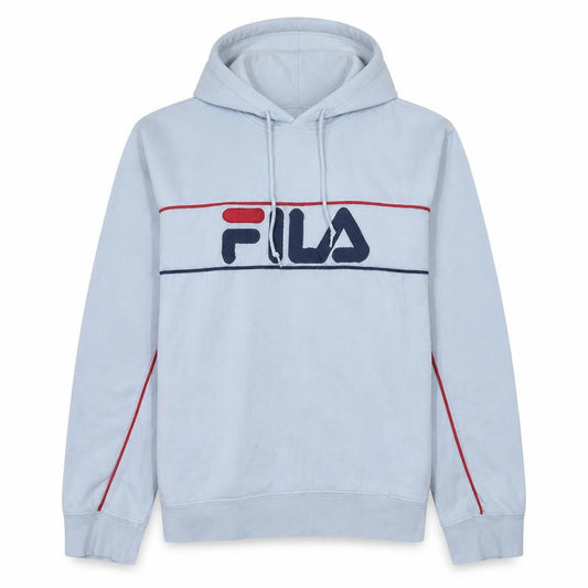 Front view of Fila Women Light Blue Pullover Hoodie XL Cotton Blend Logo