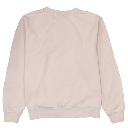Nike Women Beige Cotton Pullover Sweatshirt M Crew Neck Logo