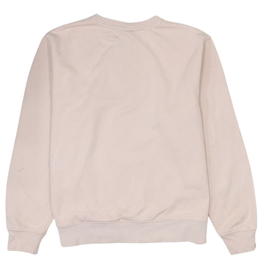 Nike Women Beige Cotton Pullover Sweatshirt M Crew Neck Logo