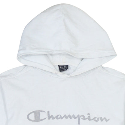 Champion Men's White Pullover Hoodie L Logo Sportswear