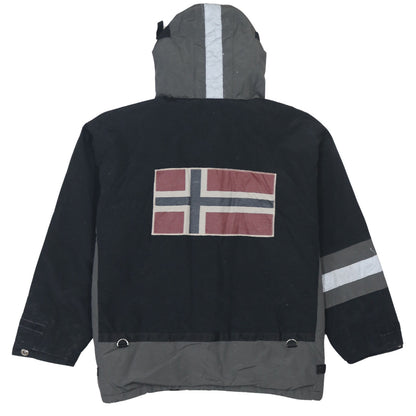 Napapijri Men's Black Hooded Waterproof Parka Jacket M
