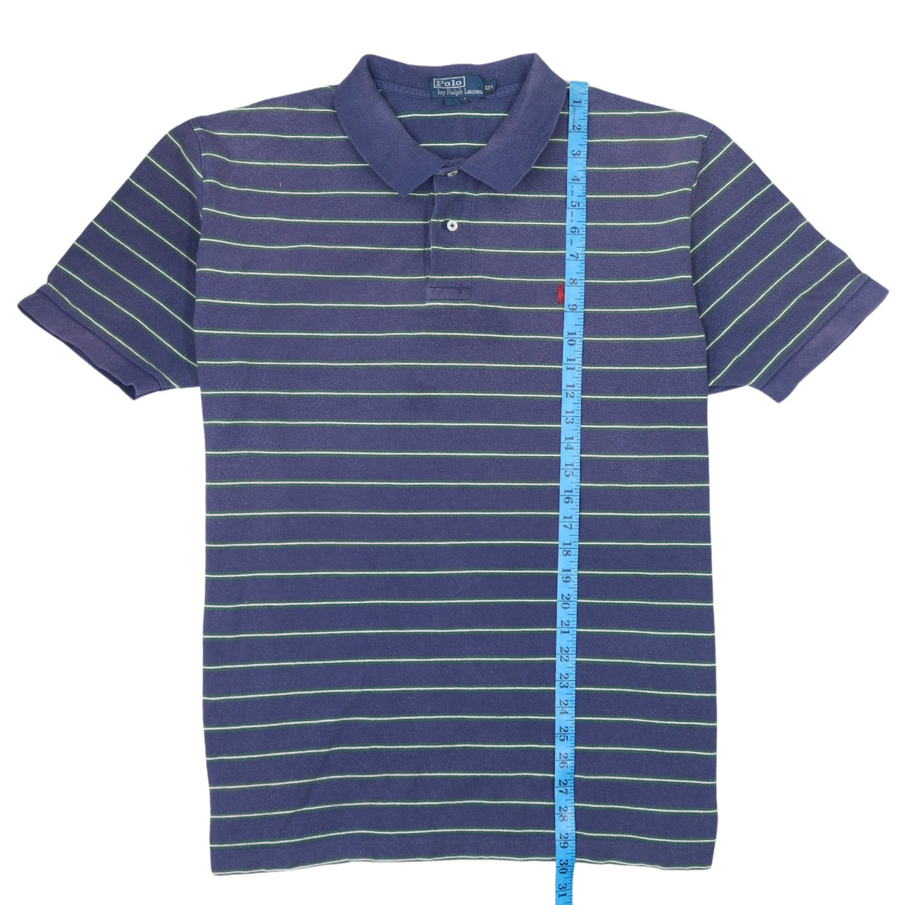 Ralph Lauren Men's Blue Striped Polo Shirt 2XL Classic Cotton