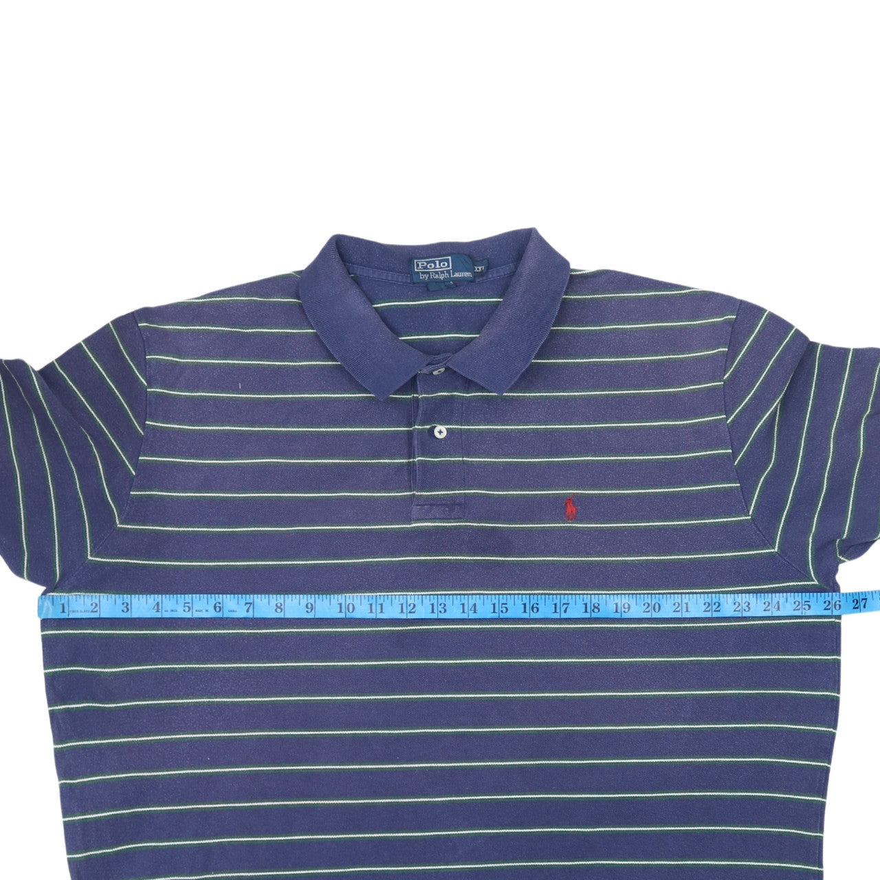 Ralph Lauren Men's Blue Striped Polo Shirt 2XL Classic Cotton