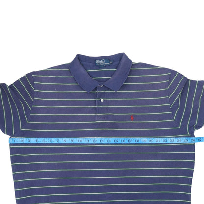 Ralph Lauren Men's Blue Striped Polo Shirt 2XL Classic Cotton