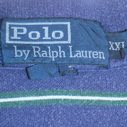 Ralph Lauren Men's Blue Striped Polo Shirt 2XL Classic Cotton