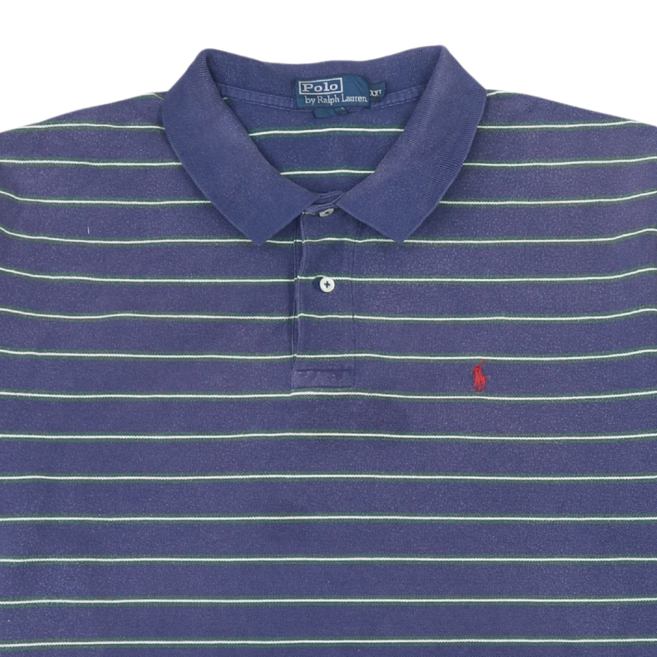 Ralph Lauren Men's Blue Striped Polo Shirt 2XL Classic Cotton