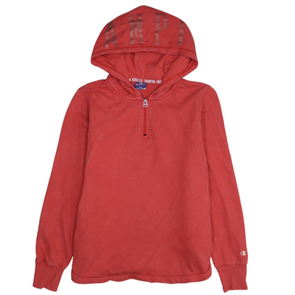 Champion Womens Red XL 1/2 Zip Hoodie Cotton Blend Casual Wear
