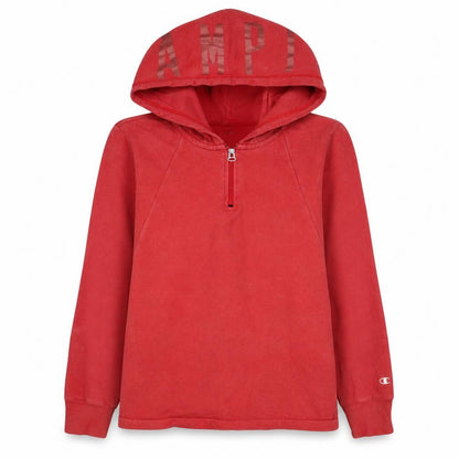 Champion Womens Red XL 1/2 Zip Hoodie Cotton Blend Casual Wear