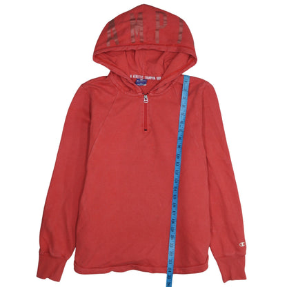 Champion Womens Red XL 1/2 Zip Hoodie Cotton Blend Casual Wear