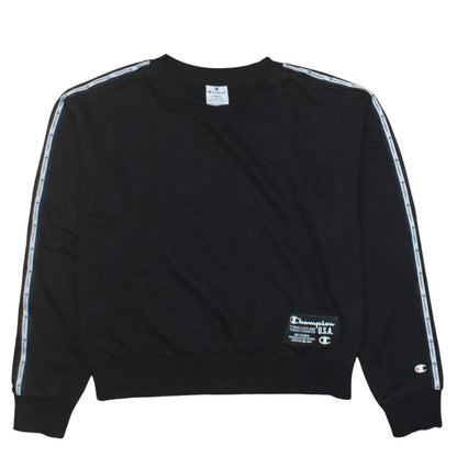 Champion Women’s Black Large Logo Tape Crew Neck Sweatshirt