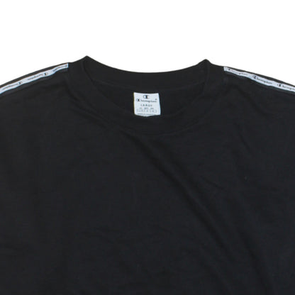 Champion Women’s Black Large Logo Tape Crew Neck Sweatshirt