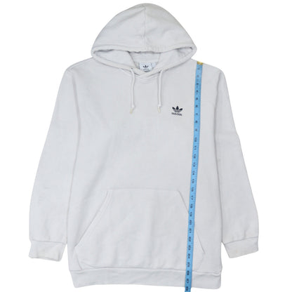 Adidas Men's White Pullover Hoodie L Fleece Logo Sweatshirt