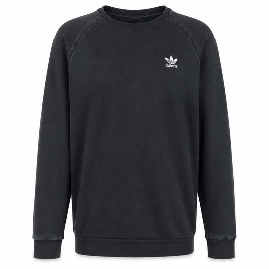 Front view of Adidas Men's Black Small Pullover Sweatshirt Crew Neck Logo