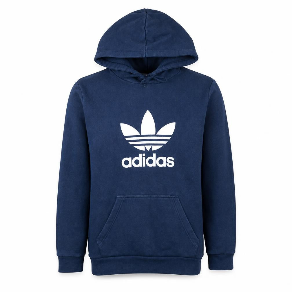 adidas Men's Blue Pullover Hoodie S Logo Fleece Sweatshirt