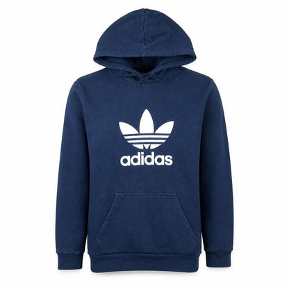 adidas Men's Blue Pullover Hoodie S Logo Fleece Sweatshirt