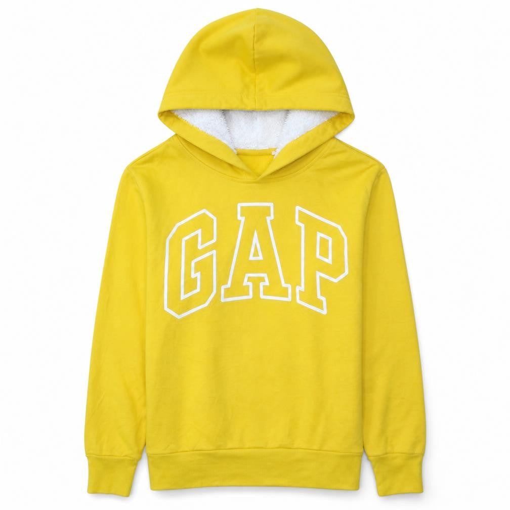 Gap Womens Yellow Pullover Hoodie Small Cotton Blend Logo Casual