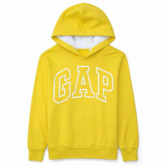 Gap Womens Yellow Pullover Hoodie Small Cotton Blend Logo Casual