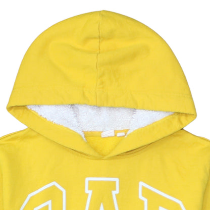 GAP Womens Yellow Pullover Hoodie Small Cotton Blend Logo Casual