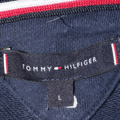 Tommy Hilfiger Men's Blue Full Zip Hoodie L Logo Tape Sweatshirt