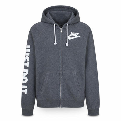 Nike Men's Grey Full Zip Hoodie M Sports Logo Just Do It