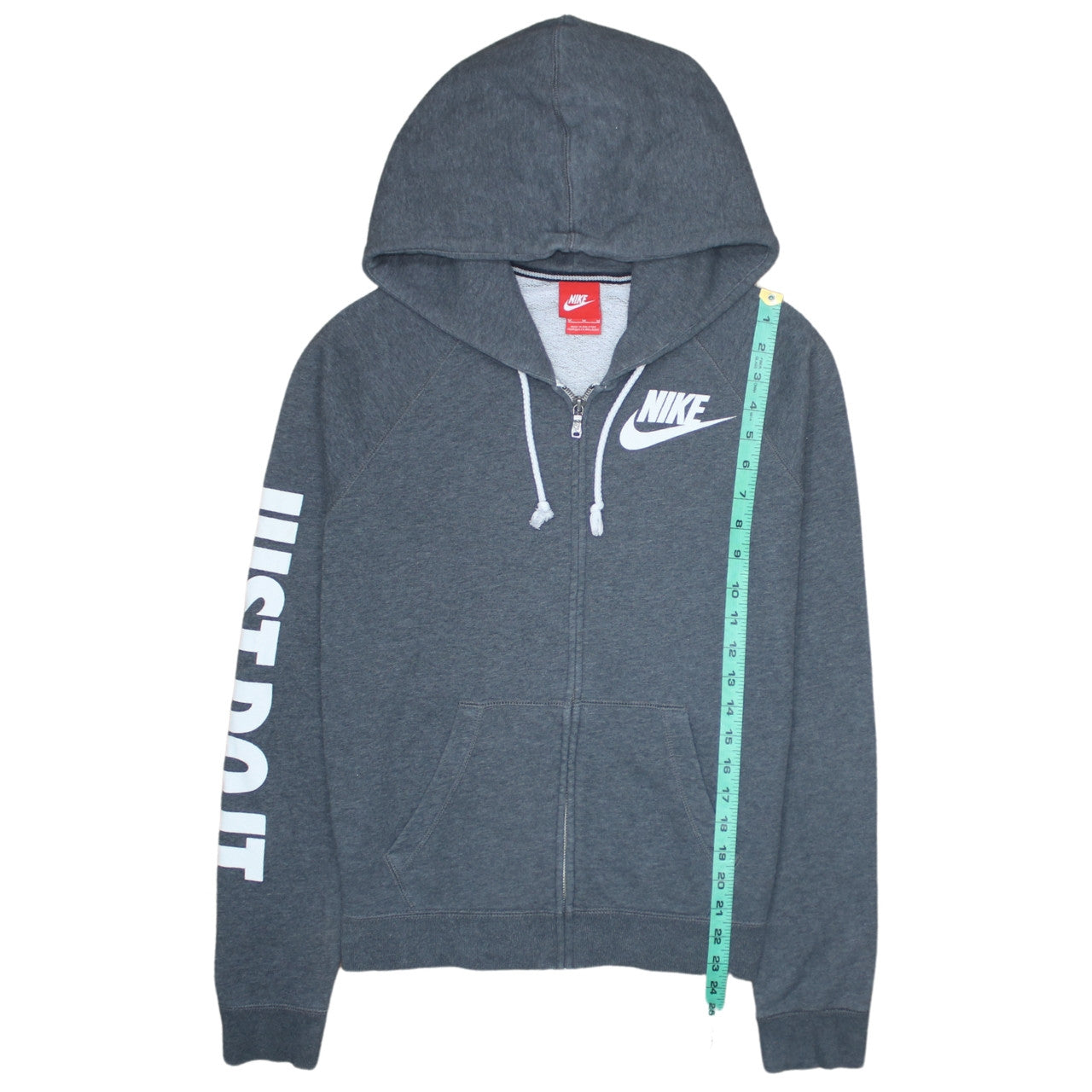 Nike Men's Grey Full Zip Hoodie M Sports Logo Just Do It