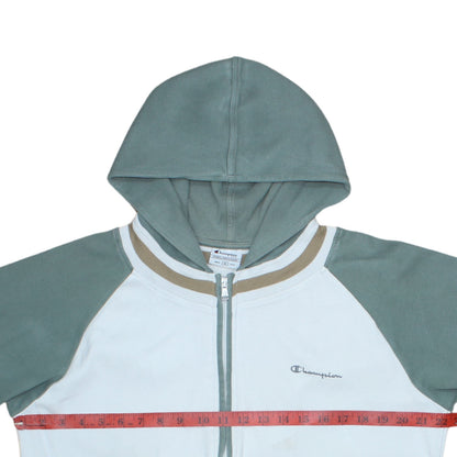 Champion Men's Green Full Zip Hoodie M Lightweight Cotton Blend