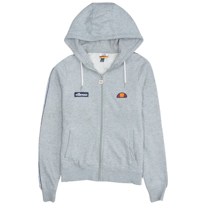 Ellesse Womens Grey Full Zip Hoodie UK 8 Logo Tape Hooded Sweatshirt