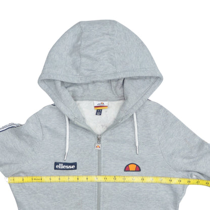 Ellesse Womens Grey Full Zip Hoodie UK 8 Logo Tape Hooded Sweatshirt