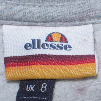 Ellesse Womens Grey Full Zip Hoodie UK 8 Logo Tape Hooded Sweatshirt