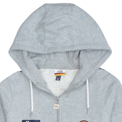 Ellesse Womens Grey Full Zip Hoodie UK 8 Logo Tape Hooded Sweatshirt