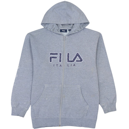 FILA Boys Grey Full Zip Hoodie XLB Logo Print Cotton Blend Casual Wear