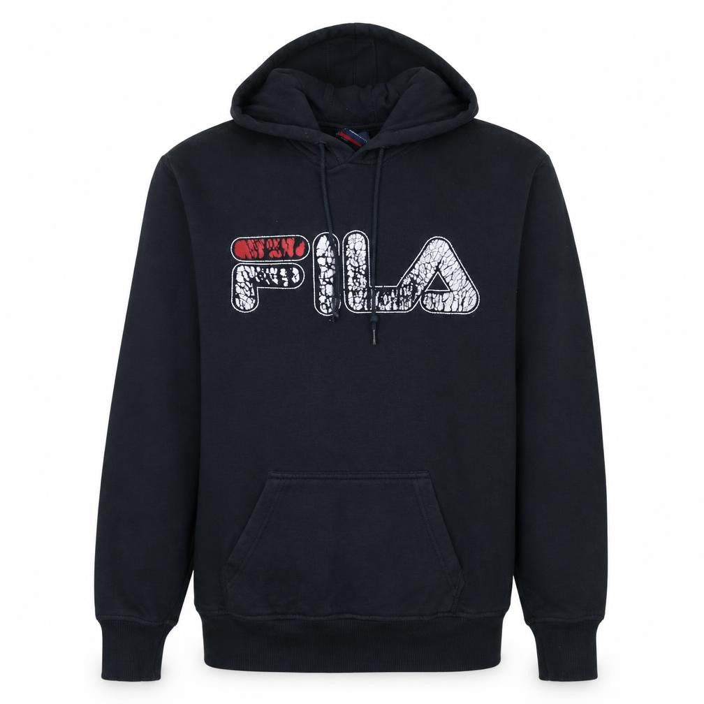 Fila Men's Black Small Pullover Hoodie Graphic Logo Sweatshirt