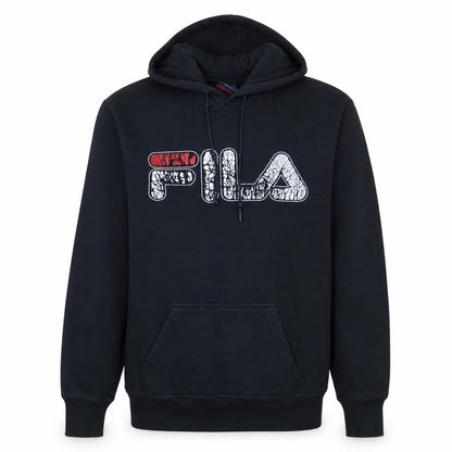 Fila Men's Black Small Pullover Hoodie Graphic Logo Sweatshirt